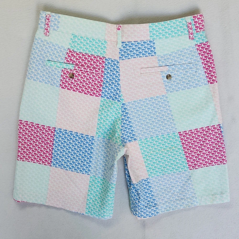 Y2K Preppy Vineyard Vines Girls Patchwork Shorts L Multicolor Whale NWT Summer